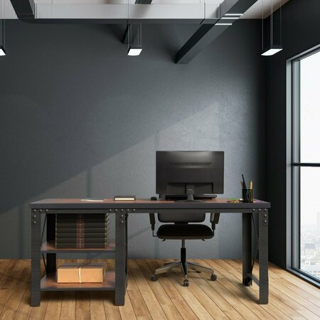 Duramax Weston 72in. Industrial Metal & Wood desk with shelves 68052